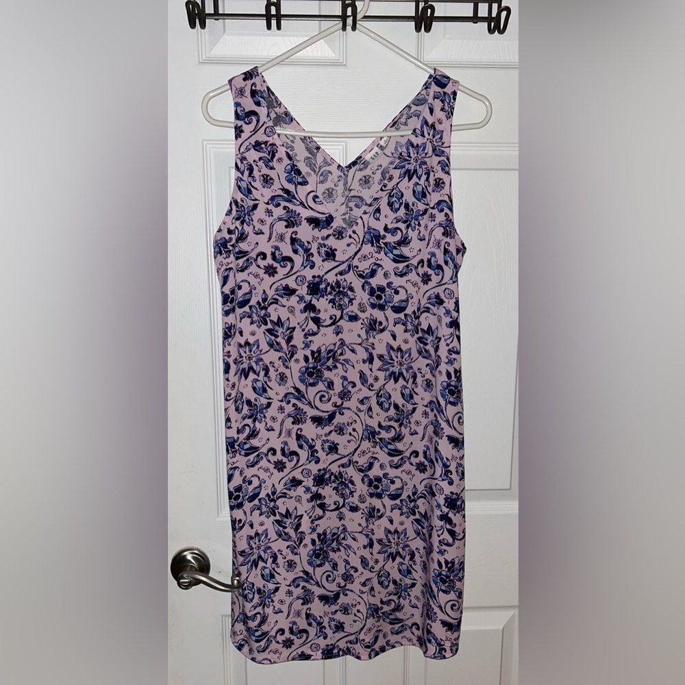 GAP Floral V-Neck Blue & Pink Dress Small